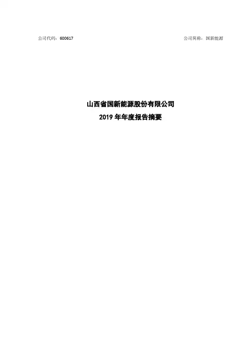 国新能源：2019年年度报告摘要