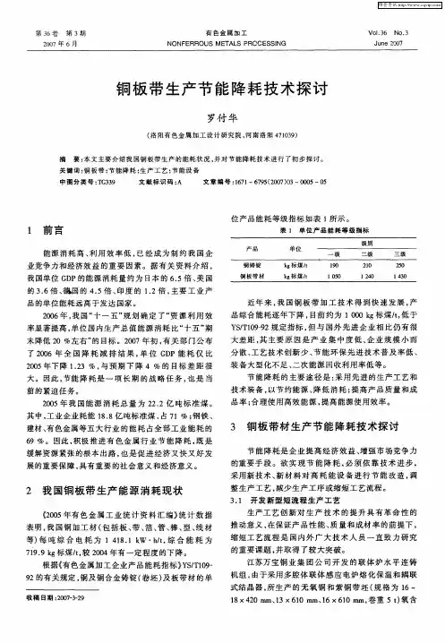 铜板带生产节能降耗技术探讨