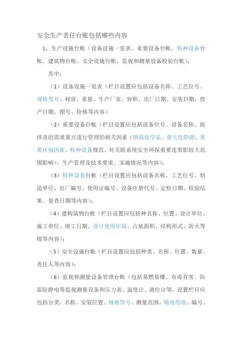 安全生产责任台账包括哪些内容