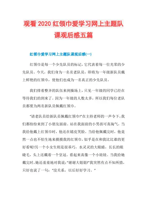 观看2020红领巾爱学习网上主题队课观后感五篇