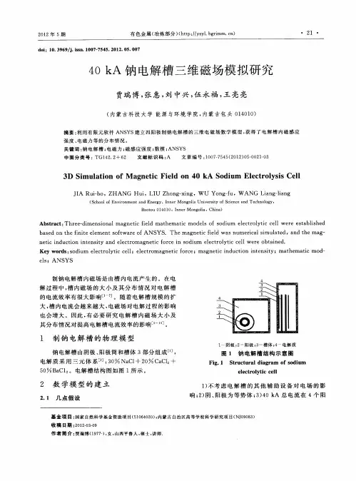 40 kA钠电解槽三维磁场模拟研究