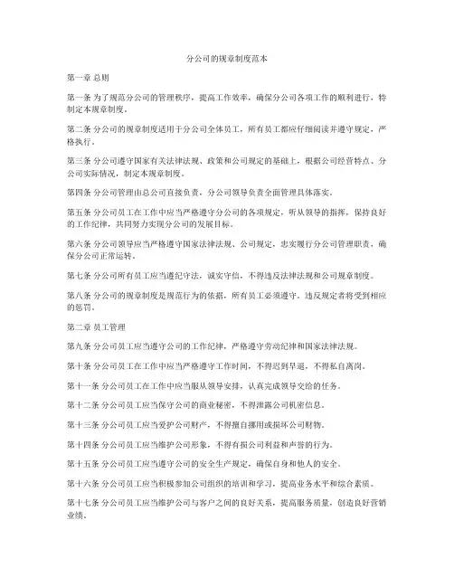 分公司的规章制度范本