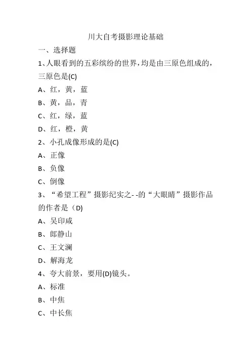 摄影理论基础复习题