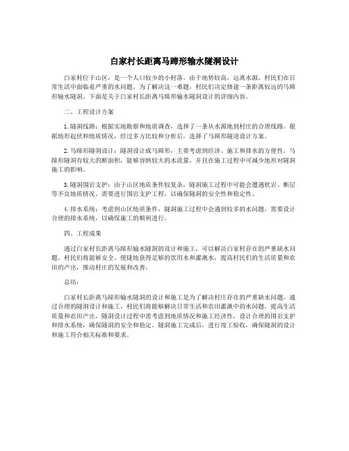 白家村长距离马蹄形输水隧洞设计