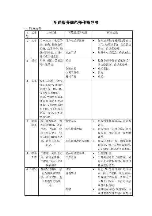 配送服务规范操作指导书