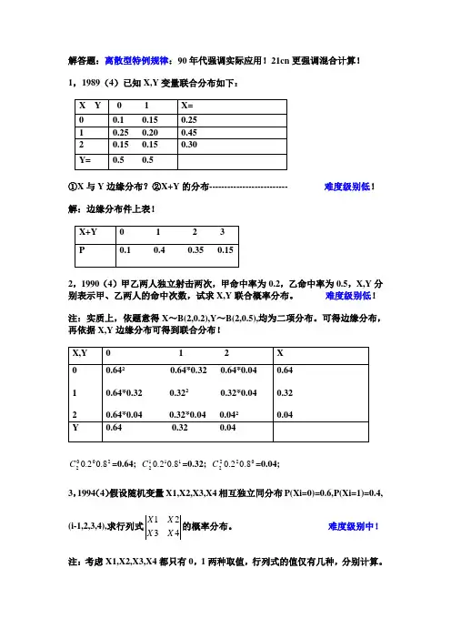 概率论第二章考研试题及答案