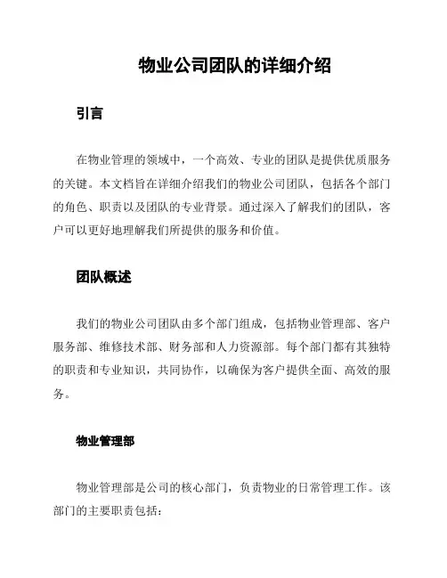 物业公司团队的详细介绍