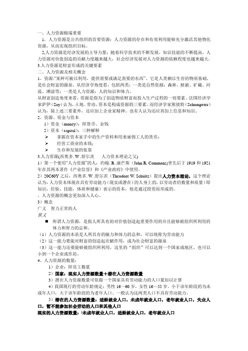 人力资源复习提纲