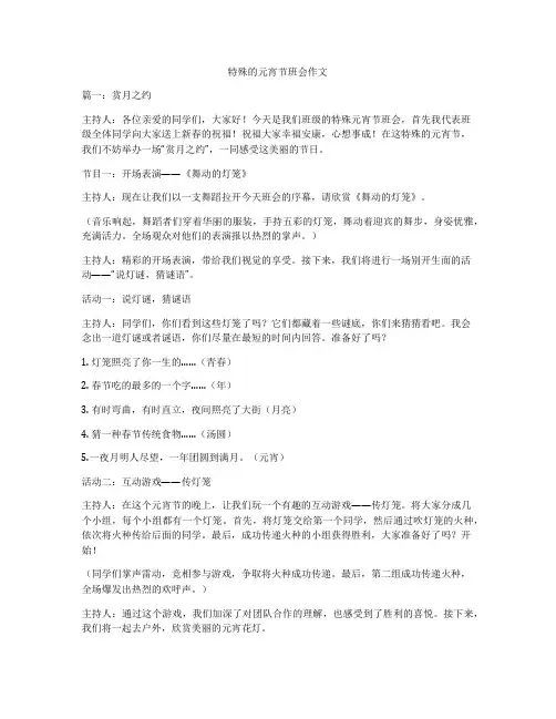 特殊的元宵节班会作文