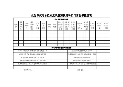 放射源使用单位日常监督检查表