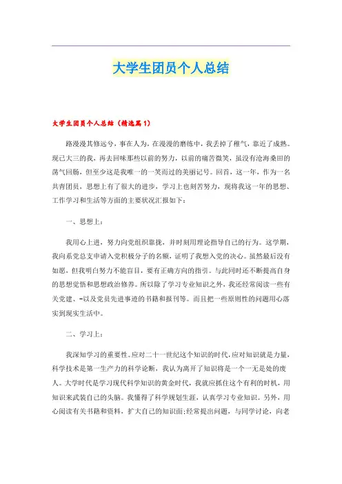 大学生团员个人总结