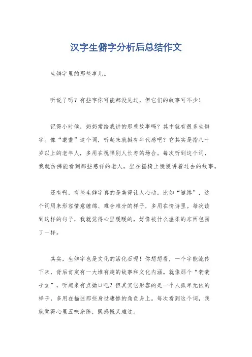 汉字生僻字分析后总结作文