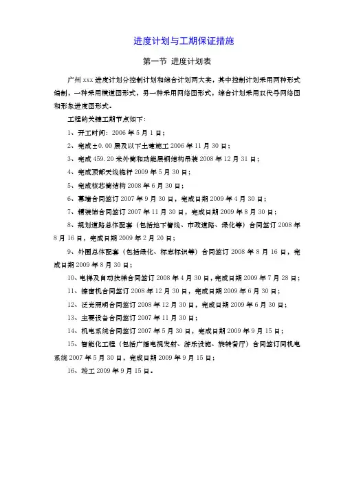 超高层商业楼施工进度计划横道图及工期保证措施_secret