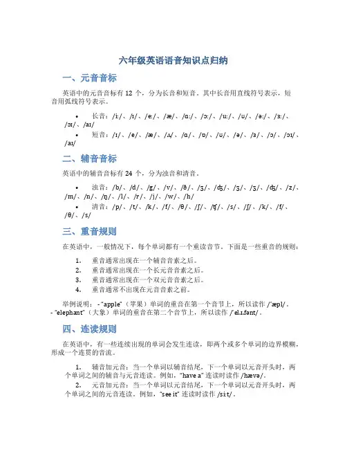 六年级英语语音知识点归纳
