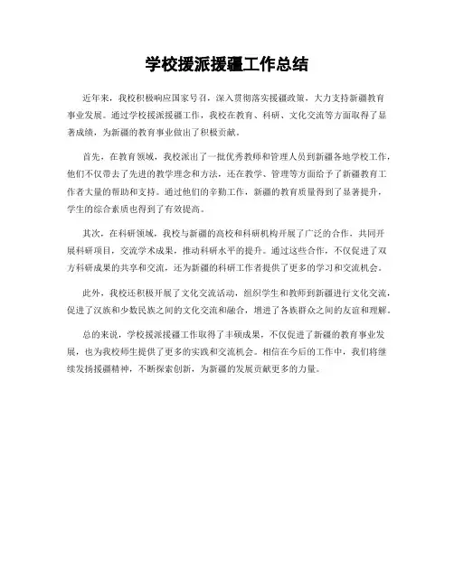 学校援派援疆工作总结