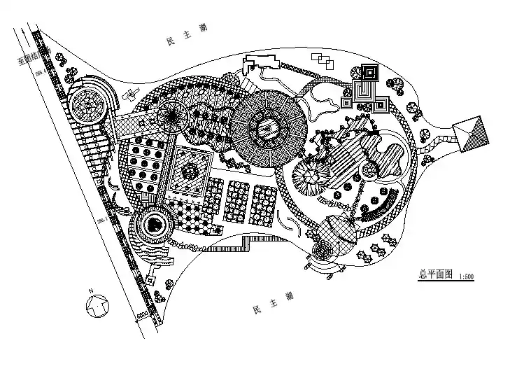 小型湖滨公园规划设计方案总平面图