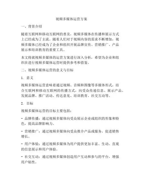 视频多媒体运营方案