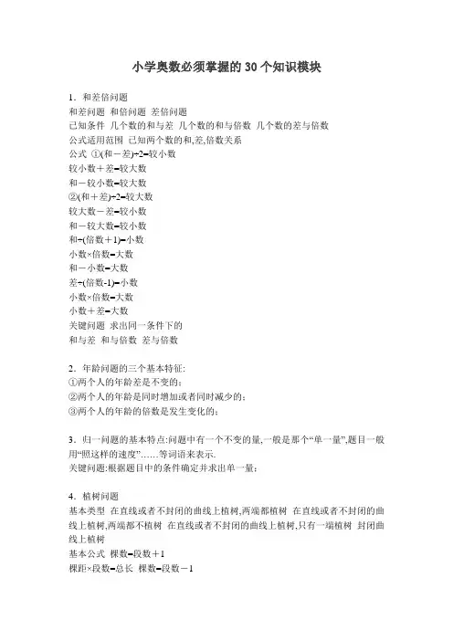 小学奥数必须掌握的30个知识模块