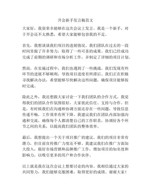 开会新手发言稿范文