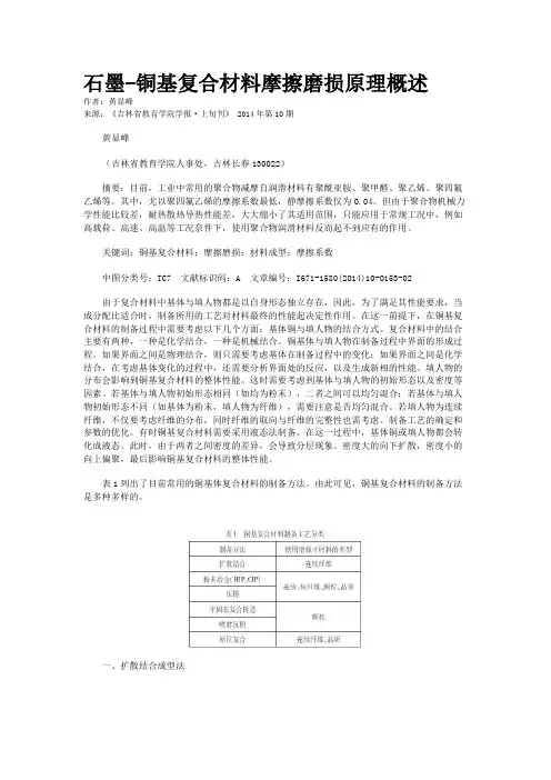 石墨-铜基复合材料摩擦磨损原理概述