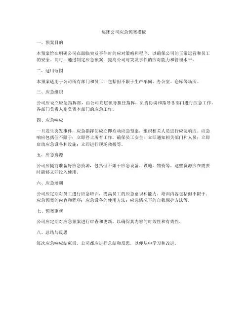 集团公司应急预案模板