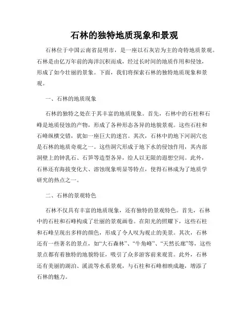 石林的独特地质现象和景观
