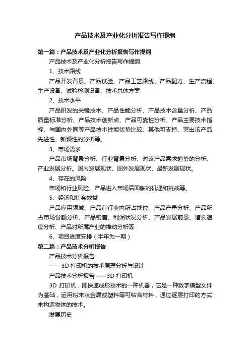 产品技术及产业化分析报告写作提纲