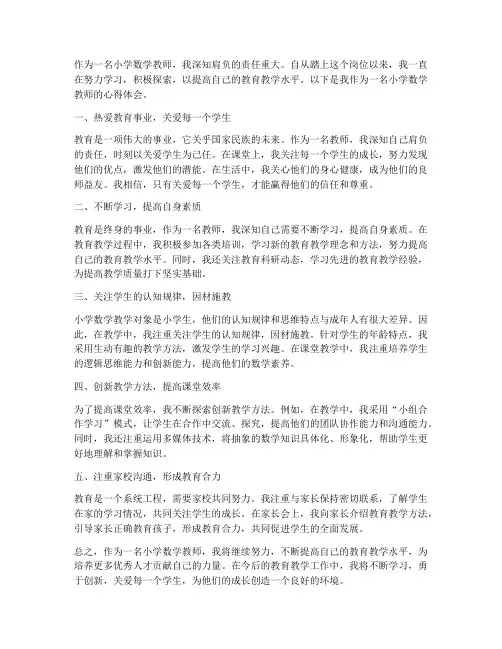考小学数学教师心得体会