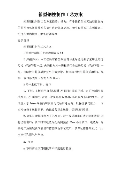 箱型钢柱制作工艺方案