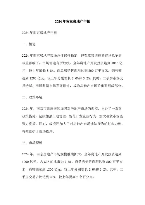 2024年南京房地产年报