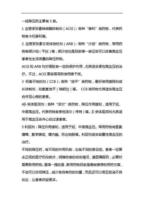 降压药分类