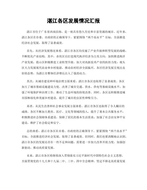 湛江各区发展情况汇报