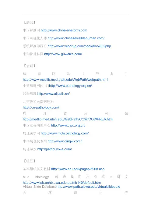 史上最全医学网站大全