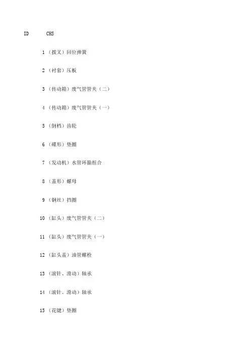 发动机零部件英语词汇