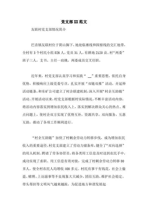 党支部XX范文