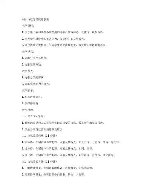 初中诗歌分类梳理教案