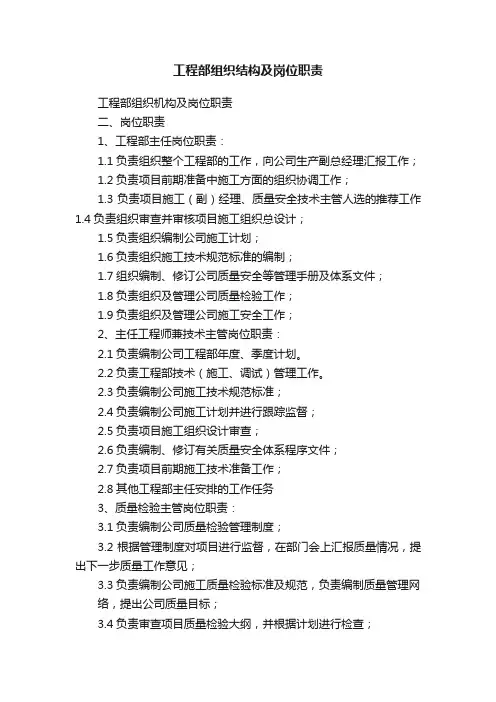 工程部组织结构及岗位职责