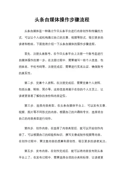 头条自媒体操作步骤流程