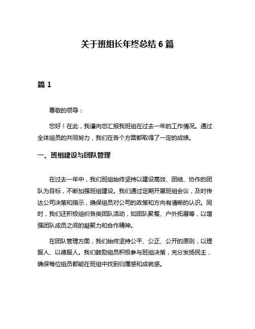 关于班组长年终总结6篇