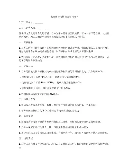 电商销售考核提成合同范本