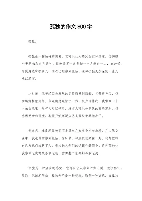 孤独的作文800字