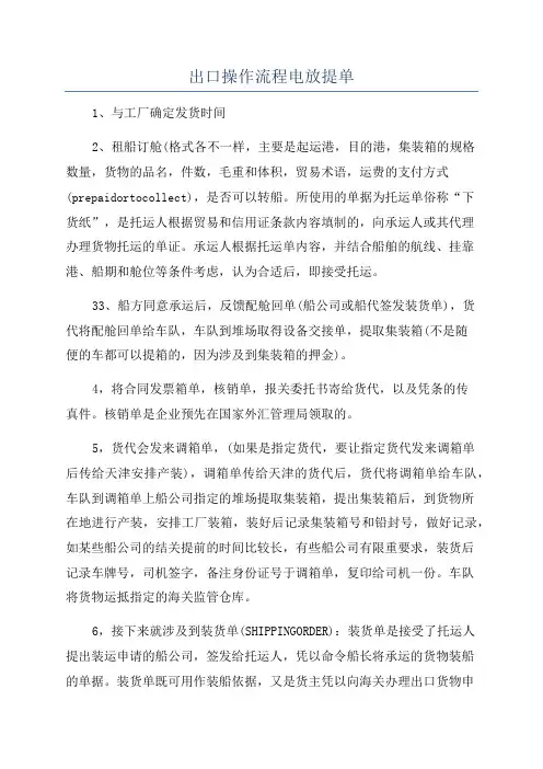 出口操作流程电放提单