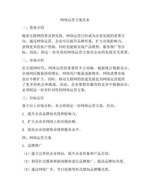 网络运营方案范本