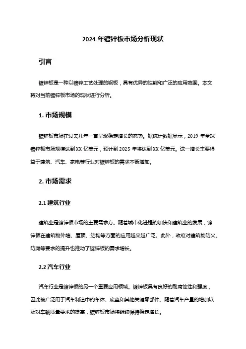 2024年镀锌板市场分析现状