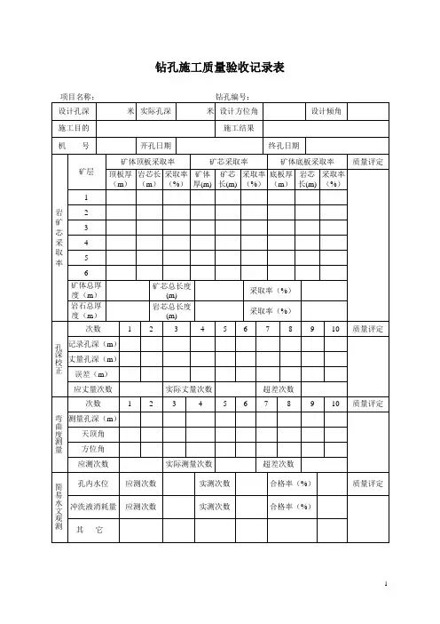 钻孔施工质量验收记录表