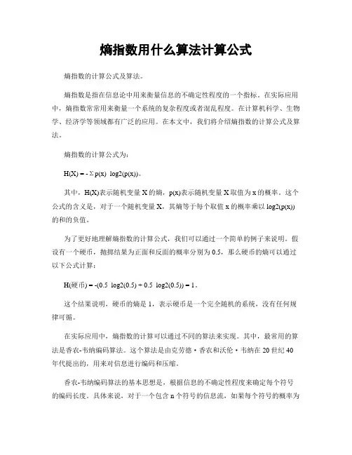 熵指数用什么算法计算公式