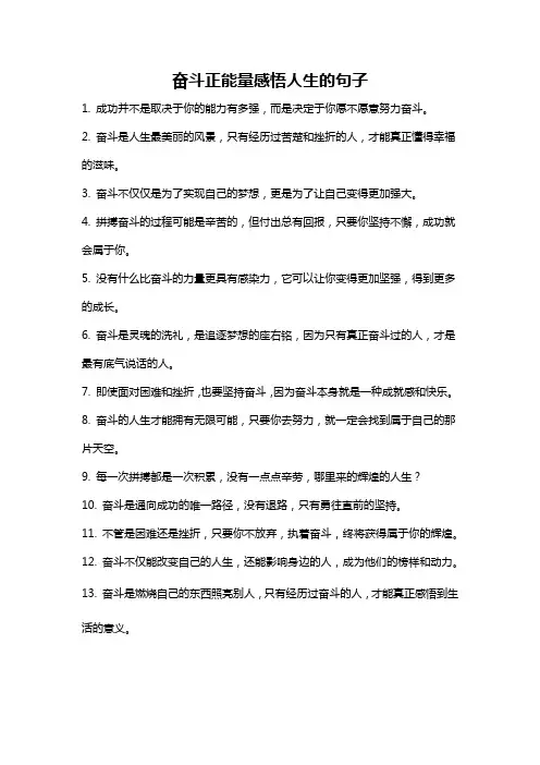 奋斗正能量感悟人生的句子