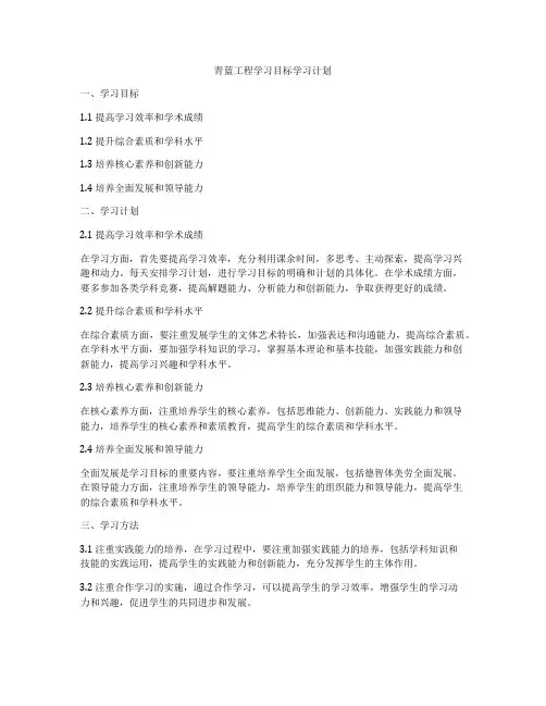 青蓝工程学习目标学习计划