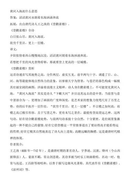 黄河入海流什么意思