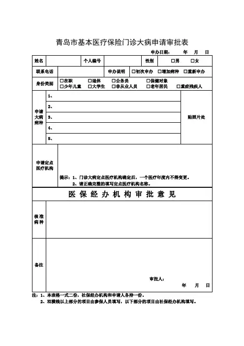 青岛市基本医疗保险医疗费用审核表